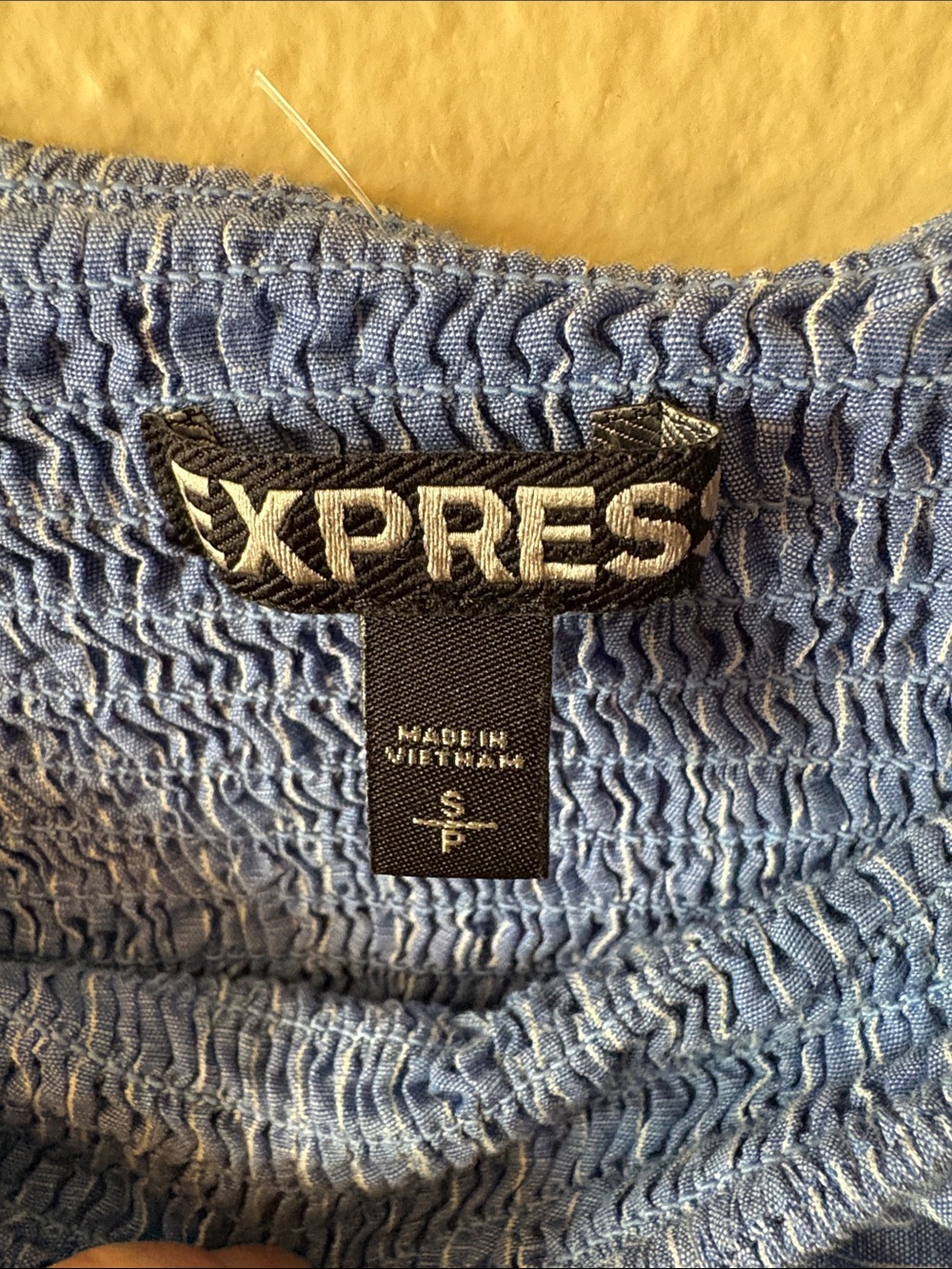 Express Off Shoulder Top Blue Stripe Crop Blouse Womens Small Summer - Picture 3 of 10